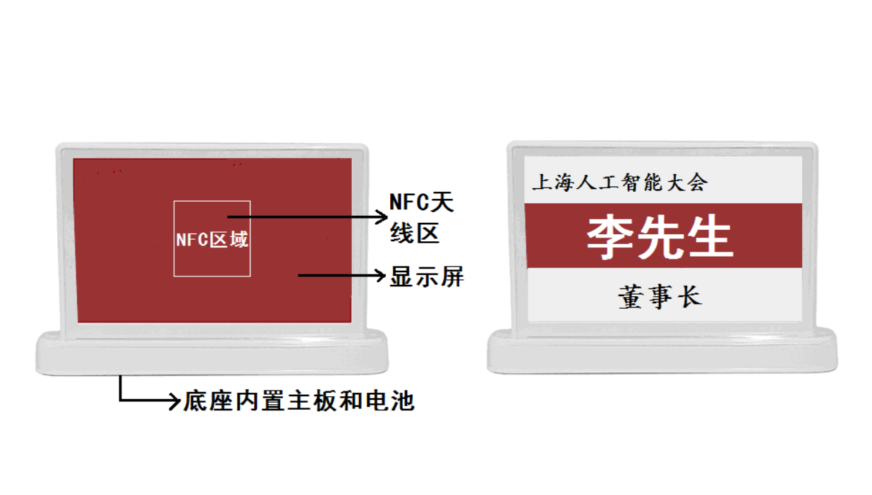 透明亚克力7.5寸三色双面墨水屏桌牌,可选蓝牙/NFC/WIFI版