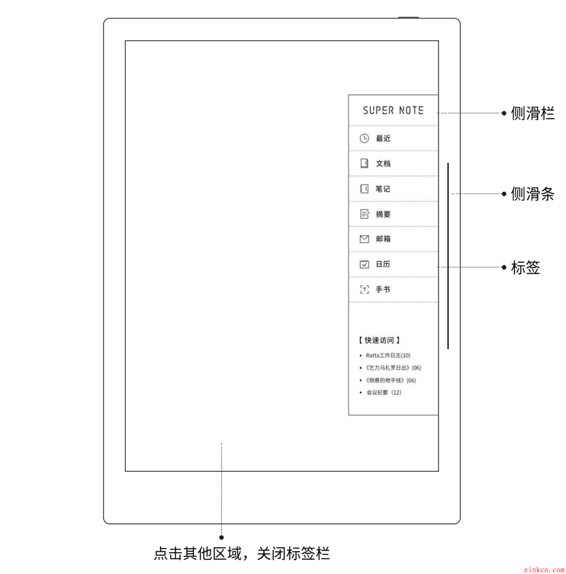 滑动侧滑条打开标签栏